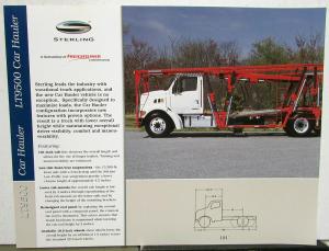 2000 Sterling Trucks LT9500 Car Hauler Freightliner Dealer Data Sales Sheet