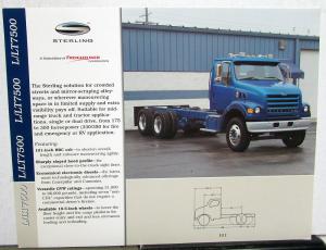 2000 Sterling Trucks L/LT7500 Models Freightliner Dealer Data Sales Sheet