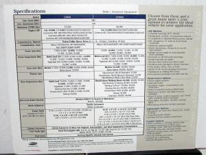 2000 Sterling Trucks L/LT7500 Models Freightliner Dealer Data Sales Sheet