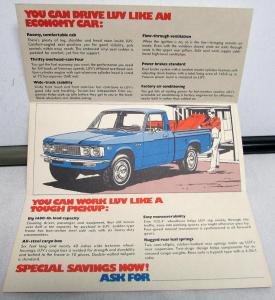 1975 Chevrolet Luv Pickup Truck Dealer Sales Folder Mailer Features