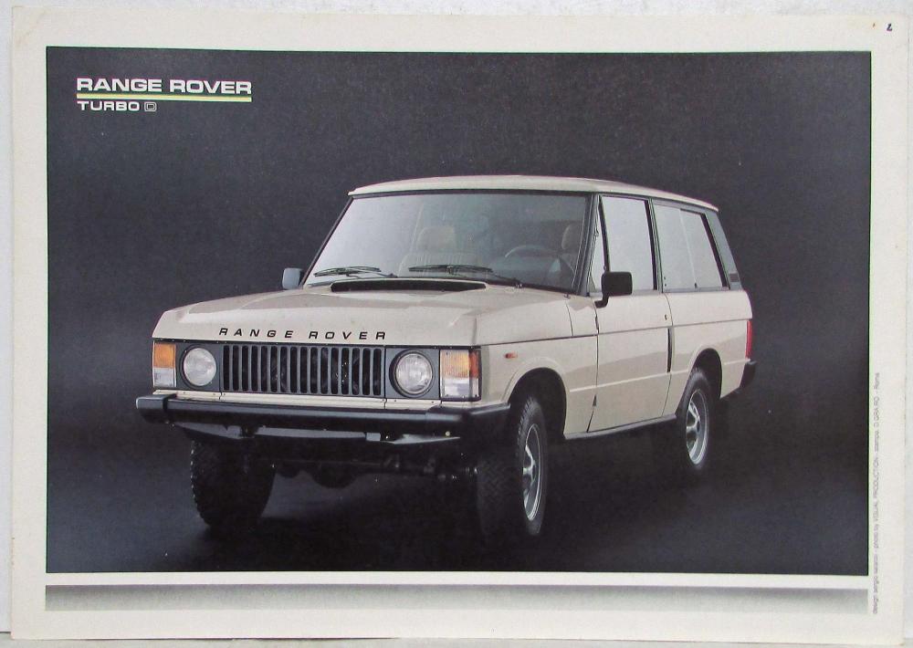 1989 Land Rover Range Rover Turbo D Sales Folder - Italian Text