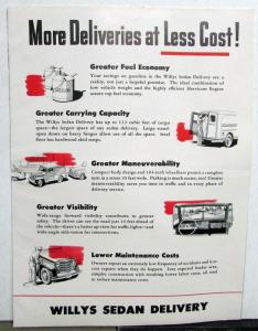 1952 Willys Sedan Delivery Jeep Dealer Sales Folder Mailer Large Poster Orig