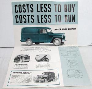 1952 Willys Sedan Delivery Jeep Dealer Sales Folder Mailer Large Poster Orig