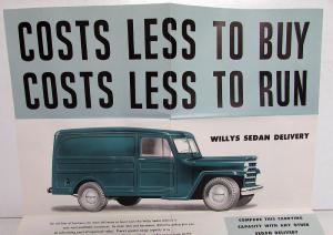 1952 Willys Sedan Delivery Jeep Dealer Sales Folder Mailer Large Poster Orig