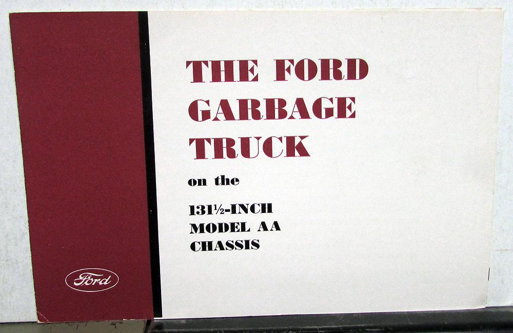 1931 Ford Model AA Truck Chassis Garbage Truck Refuse Sales Folder