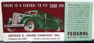 1937 1938 Federal Trucks Conventional Cab Dealer Promotional Ink Blotter