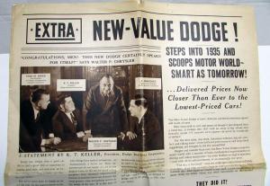 1935 Dodge Extra Newsprint Sales Brochure Features Sedan