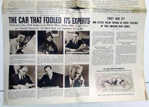 1935 Dodge Extra Newsprint Sales Brochure Features Sedan