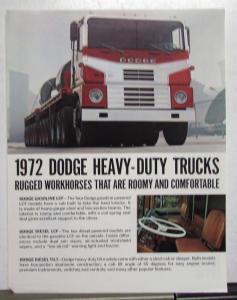 1972 Dodge Heavy Duty Trucks Gasoline Diesel Tilt Specifications Sales Sheet