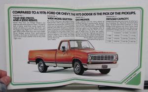 1975 Dodge Club Conventional Cab Pickups Comparisons Specs Sales Poster