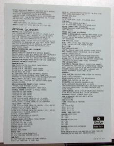 1974 Dodge CN800 Medium Heavy 4X2 Gasoline Truck Tractor Sales Sheet