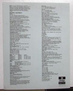 1974 Dodge CT800 Medium Heavy 6X4 Gasoline Truck Tractor Sales Sheet