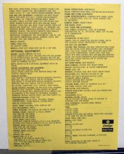 1974 Dodge LS1000 Tilt Cab 4x2 Diesel Truck Tractor Sales Sheet