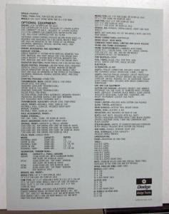 1974 Dodge CNT800 Medium Heavy 6x4 Diesel Truck Tractor Sales Sheet