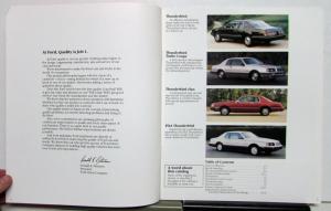 1983 Ford Thunderbird Turbo Coupe e'lan FILA Features Sales Brochure