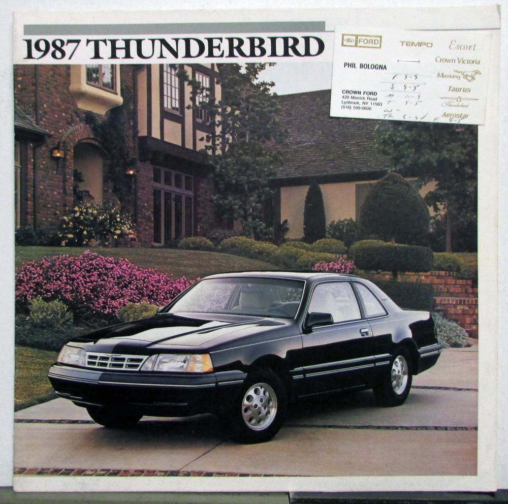 1987 Ford Thunderbird Standard Sport LX Turbo Coupe Specifications Brochure