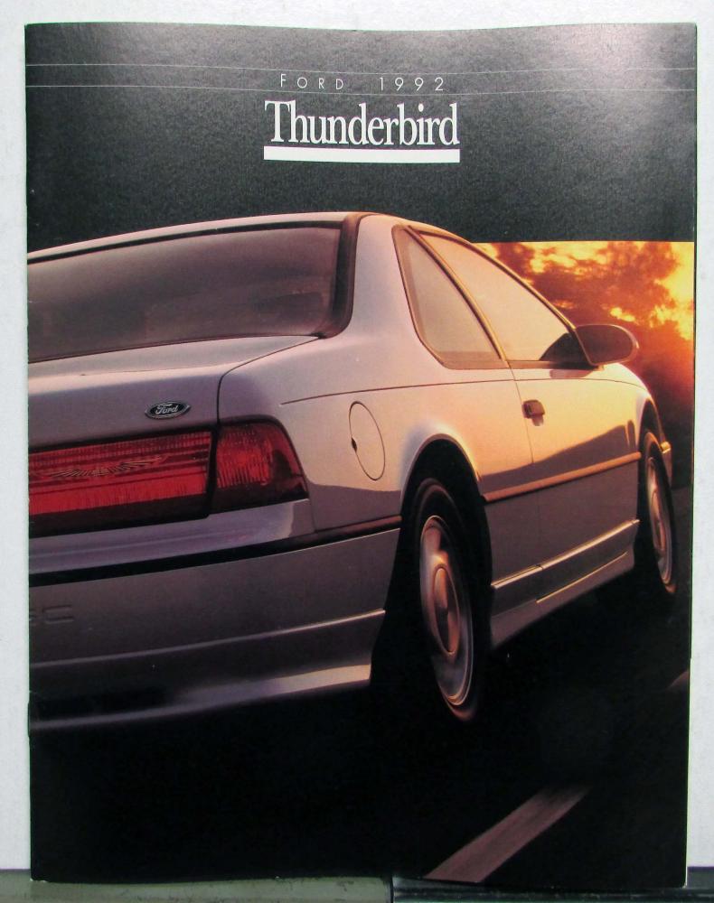 1992 Ford Thunderbird Standard Sport LX Super Coupe Features Sales Brochure