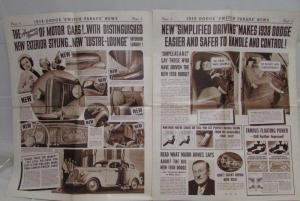 1938 Dodge Newsprint Style Sales Brochure Oversized Sedan Coupe Limo