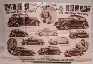 1938 Dodge Newsprint Style Sales Brochure Oversized Sedan Coupe Limo
