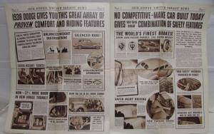 1938 Dodge Newsprint Style Sales Brochure Oversized Sedan Coupe Limo