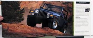 2001 Jeep TJ Grand Cherokee Liberty Features Specs Sales Brochure Post Card