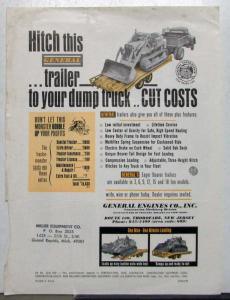 1963 General Engines CO Eager Beaver Trailers Constructions Pricing Sales Sheet