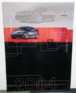 2004 Pontiac GTO Sales Consultants Competitive Comparison Guide W/Extras
