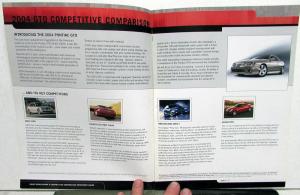 2004 Pontiac GTO Sales Consultants Competitive Comparison Guide W/Extras