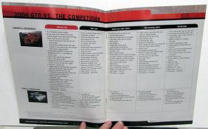 2004 Pontiac GTO Sales Consultants Competitive Comparison Guide W/Extras