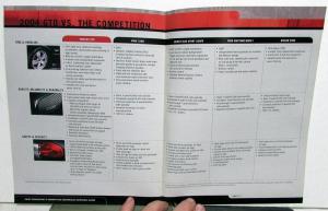 2004 Pontiac GTO Sales Consultants Competitive Comparison Guide W/Extras