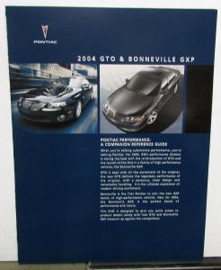 2004 Pontiac GTO Sales Consultants Competitive Comparison Guide W/Extras