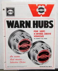 1969 Warn Hubs For Jeep 4WD Vehicles Locking Hub Dealer Sales Brochure Folder