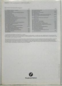 1994 BMW 316i Specifications Folder - German Text