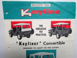 1966 Kayline Convertible Top Sales Sheet For Jeep CJ Fabric Top Accessory
