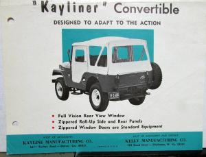 1966 Kayline Convertible Top Sales Sheet For Jeep CJ Fabric Top Accessory