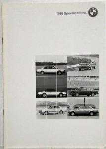 1986 BMW Range Specifications Brochure - 735 635 528 535 524 325