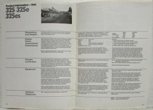 1986 BMW Range Specifications Brochure - 735 635 528 535 524 325
