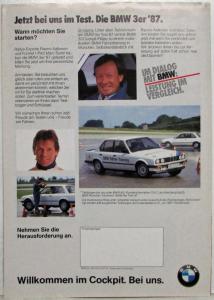 1987 BMW Test Drive Promotional Sales Folder Brochure - Surer and Aaltonen