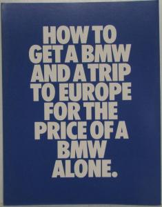 1984 BMW European Delivery Program Sales Trifold Brochure