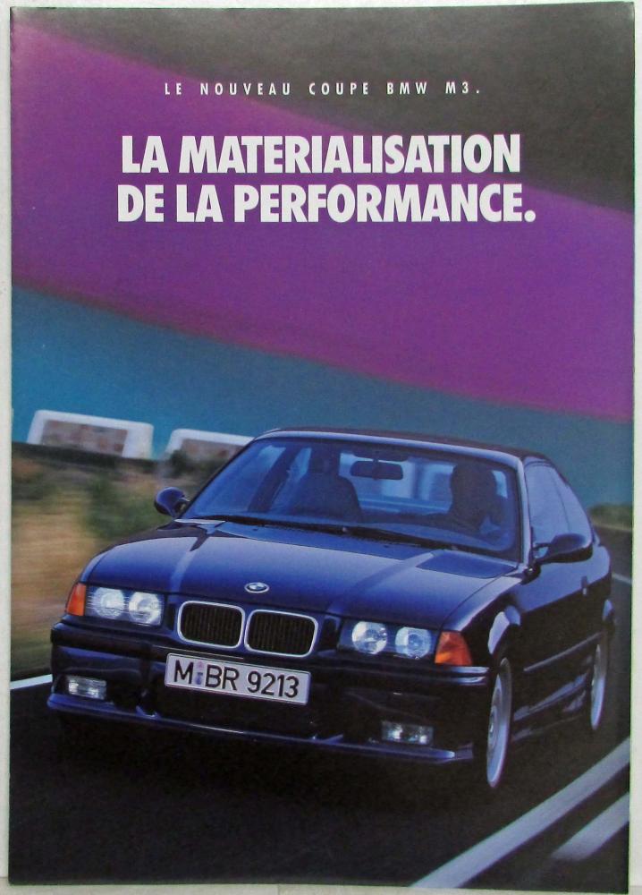 1992 BMW M3 Coupe Materialization of Performance Sales Folder - French Text