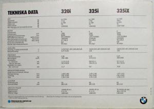 1989 BMW Touring Sales Folder Brochure - 320i 325i 325iX - Swedish Text