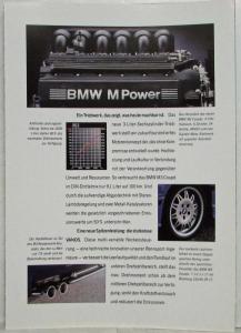 1992 BMW New M3 Coupe Sales Folder - German Text