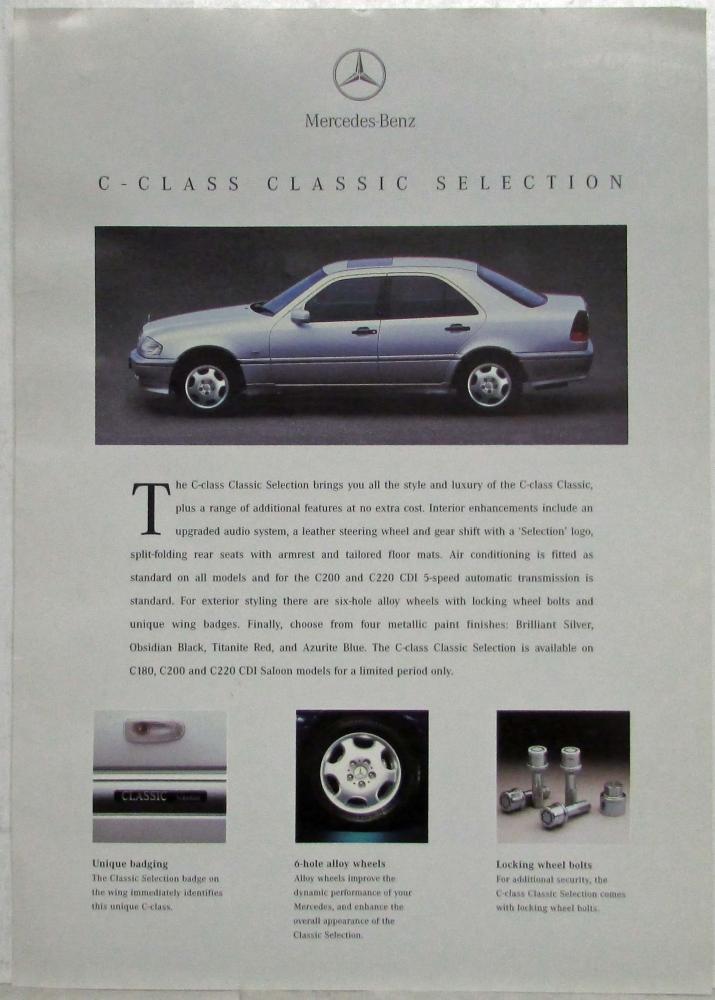2000 Mercedes-Benz C-Class Classic Selection UK Price Sheet