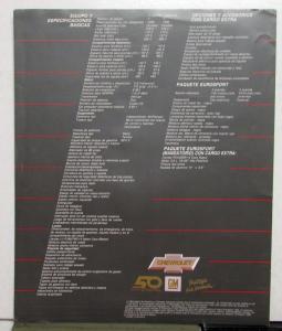 1986 Chevrolet Eurosport 50th Anniversary Sales Sheet SPANISH TEXT