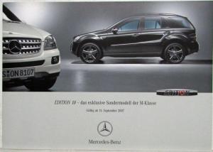 2007 Mercedes-Benz Edition 10 Exclusive M-Class Model Sales Brochure - German