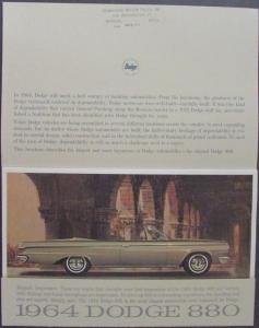 1964 Dodge 880 Color Sales Brochure Original With Color Plates