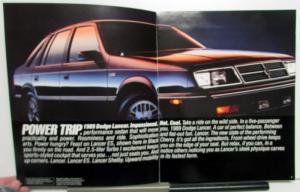 1989 Dodge Lancer Shelby ES Options Interior Exterior Sales Brochure