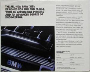 1990 BMW 318i Promo Ad Sheet