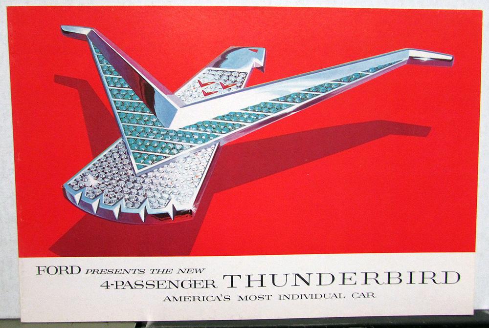 1958 Ford Thunderbird Dealer Sales Brochure Folder 4 Passenger Car Orig 12/57