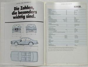 1987 BMW 635CSi Sales Brochure - German Text